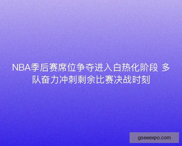 NBA季后赛席位争夺进入白热化阶段 多队奋力冲刺剩余比赛决战时刻