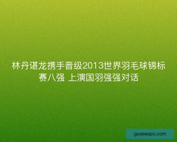 林丹谌龙携手晋级2013世界羽毛球锦标赛八强 上演国羽强强对话